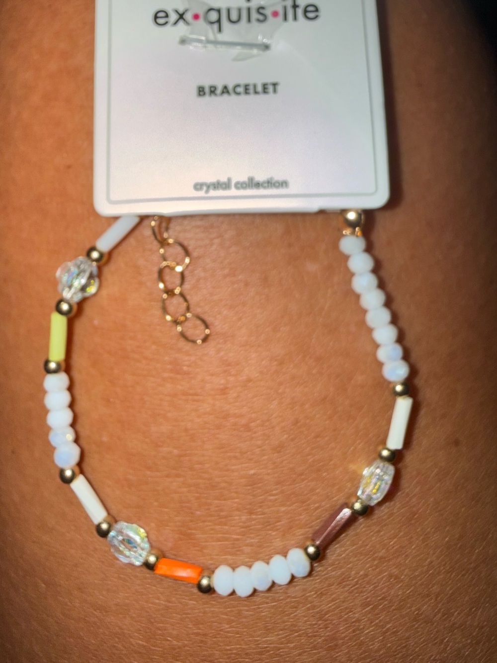 White Beaded Bracelet with Multicolor Accents